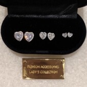 「戏梦巴黎」法式 高级感爱心锆石小巧精致百搭耳钉耳骨钉套装 女