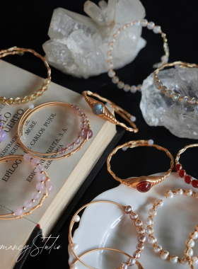 美产14k包金绕线水晶手镯合集