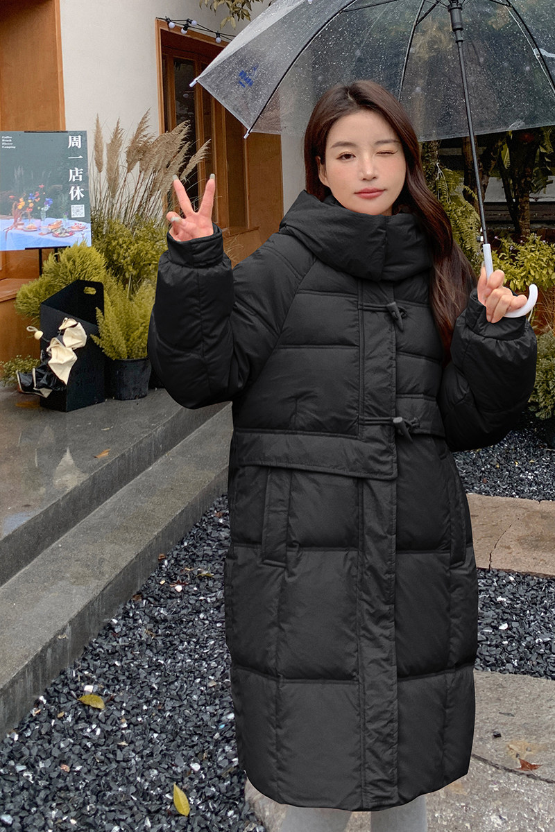2024现货数据好50羽绒服牛角扣中长款加厚外套22816P260控398,女装羽绒服,浙宝153