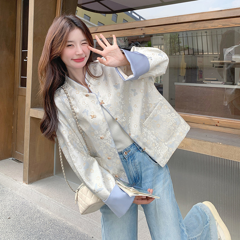 秋季新款现货有买家秀新中式蝴蝶仿宋锦提花外套1532452P140K198，女装短外套，浙宝153