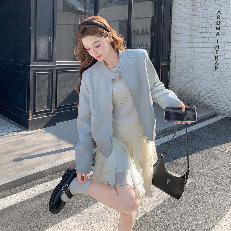 2026新款现货数据好韩版立领皮衣外套1535201P155K248，女装皮衣，浙宝153