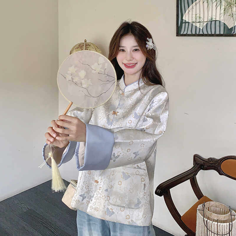 秋季新款现货新中式蝴蝶仿宋锦提花外套1532452P140K198,女装短外套,浙宝153