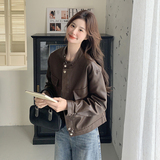 春季新款现货短款立领设计感皮衣外套1532607P130K198，女装皮衣，浙宝153