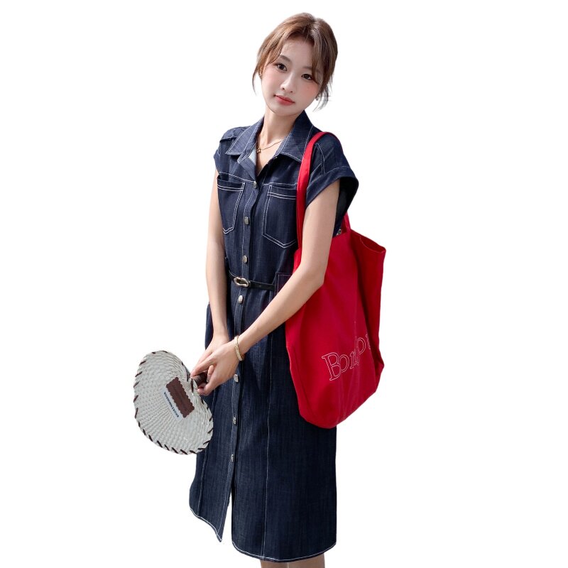 夏季新款现货天丝仿牛仔衬衫连衣裙1532637P145K198,女装连衣裙,浙宝153