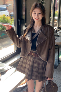 新款 现货 扎染翻领机车风皮衣外套 2411 P130 控198图片