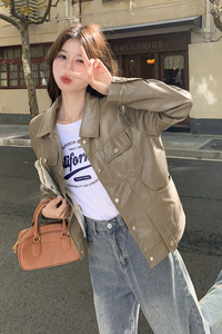 现货 秋冬pu夹克机车风皮衣外套 9832薄款P130控188图片