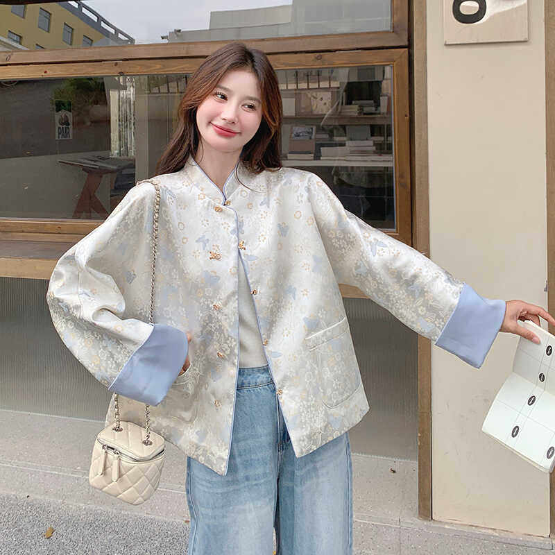 秋季新款现货新中式蝴蝶仿宋锦提花外套1532452P140K198，女装短外套，浙宝153