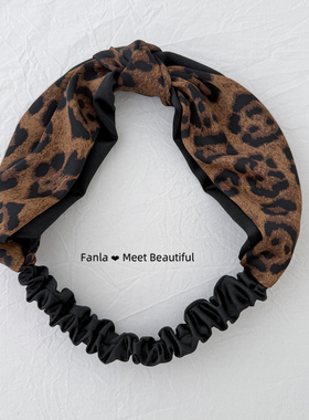 范拉手作秋冬复古豹纹蝴蝶结发带女日常外戴时尚洋气打结发箍头箍