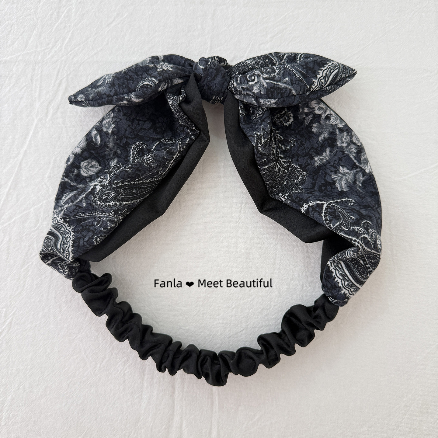 范拉手作复古腰果花蝴蝶结发带女日常可外戴小众设计感花纹发箍