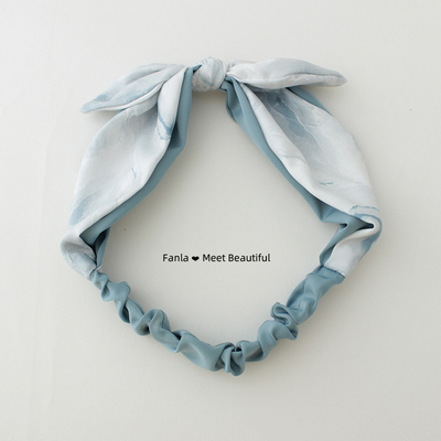 范拉手作2025春夏新款高级感水墨晕染蝴蝶结缎面发带女日常发箍