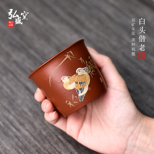 弘盛窑手工泥绘栩栩如生新品朱泥