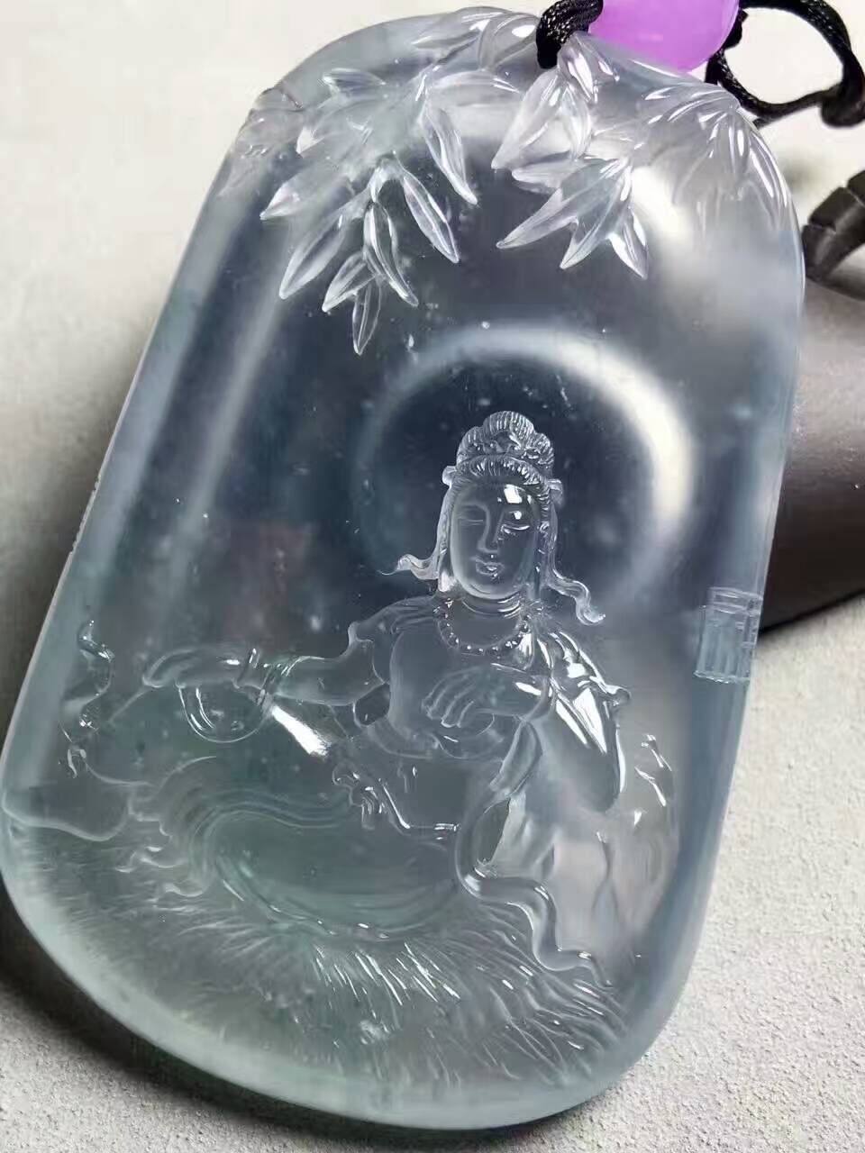 观音玉坠挂件缅甸翡翠送证书