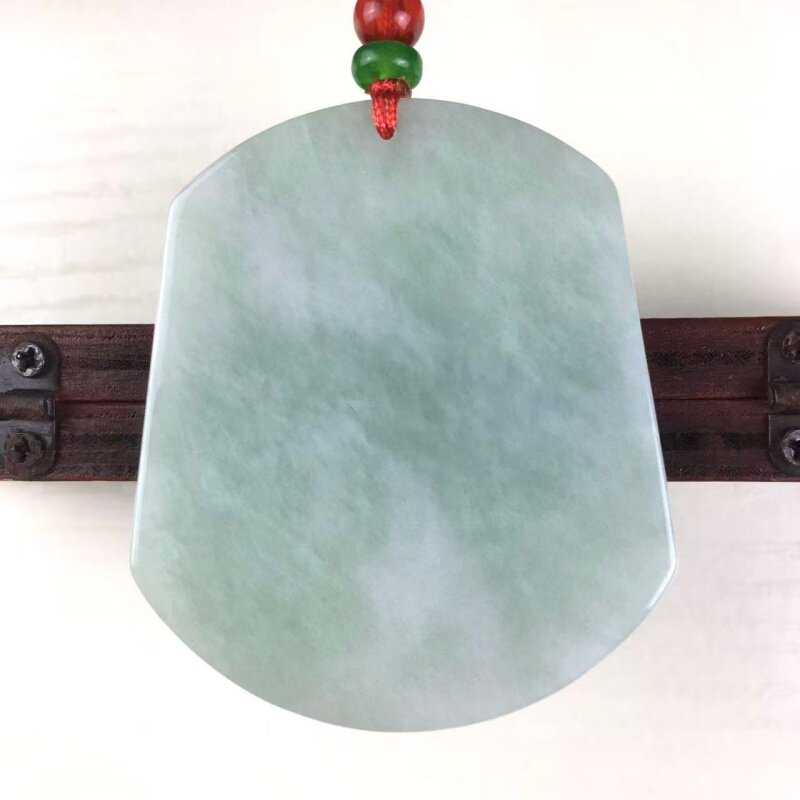 天然a货缅甸翡翠糯种飘花平安无事牌吊坠一生平安玉石挂件真玉石