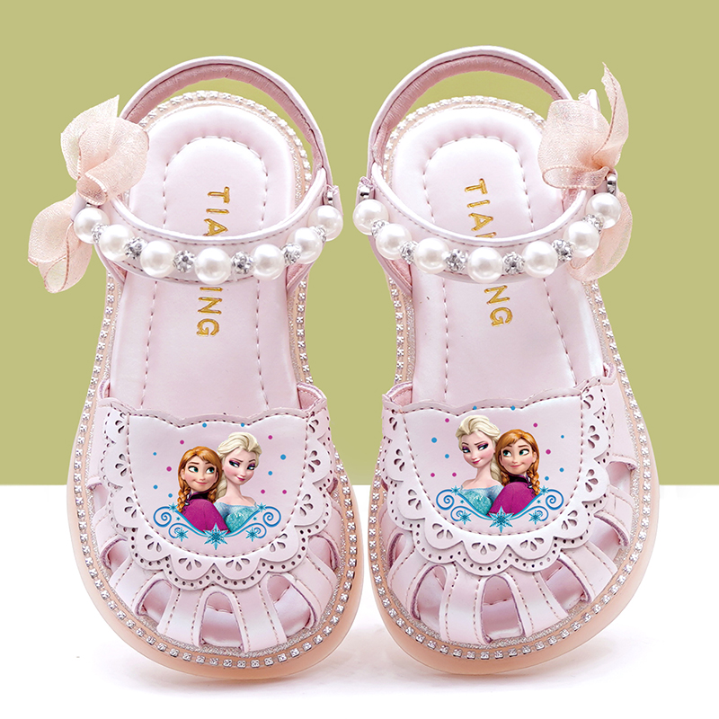 女童凉鞋真皮包头小女孩公主鞋软底镂空中大童库洛米2025夏季新款