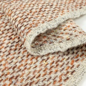 进口 棕橘色混色彩点羊毛小香风编织粗花呢面料套装 半裙大衣布料