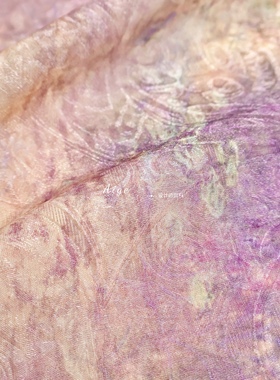 光泽微筋骨 紫黄色晕染新中式天丝琉璃提花面料旗袍古装汉服布料