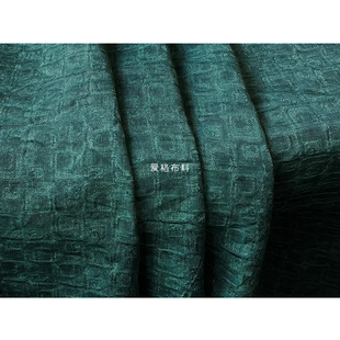 光泽不透 墨绿色暗纹几何提花天丝麻面料春夏衬衫旗袍汉服布料diy