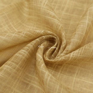 亲肤微透 土黄色炒色纯色亚麻棉麻面料衬衣裙子旗袍春夏套装布料