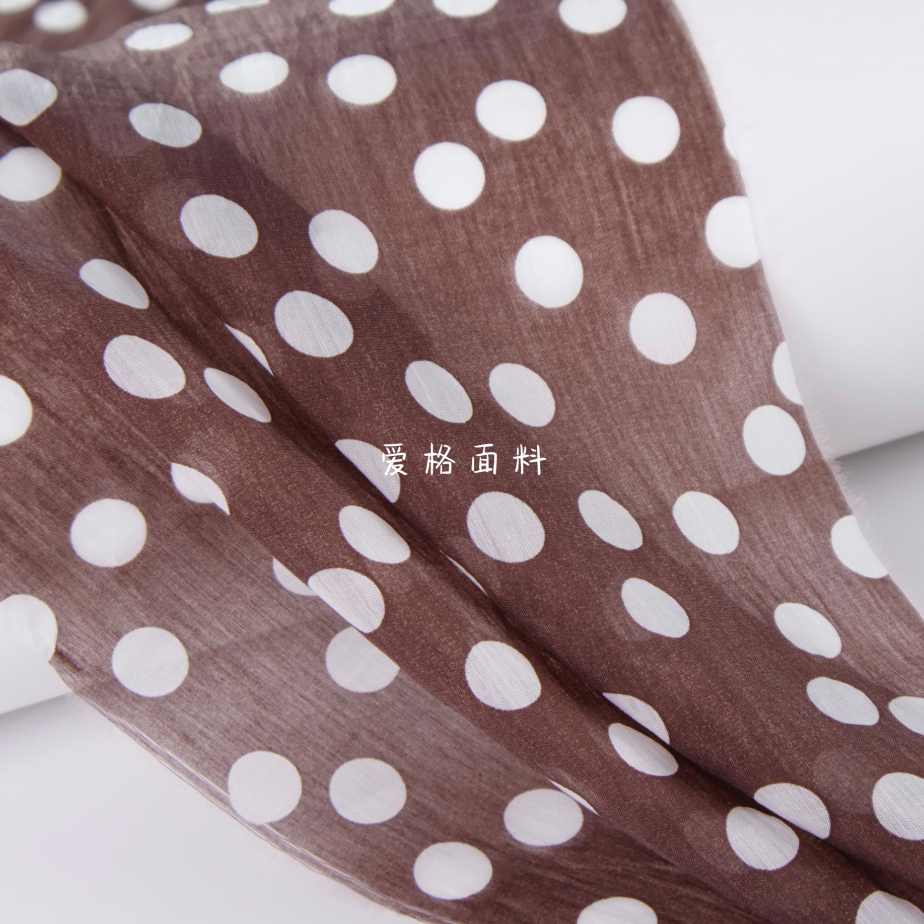 半透亲肤 巧克力棕色小波点印花天丝麻面料衬衫连衣裙防晒衫布料