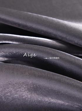深灰色 光泽感琉璃天丝骨架廓形感丝麻缎面料西装套装定制布料DIY