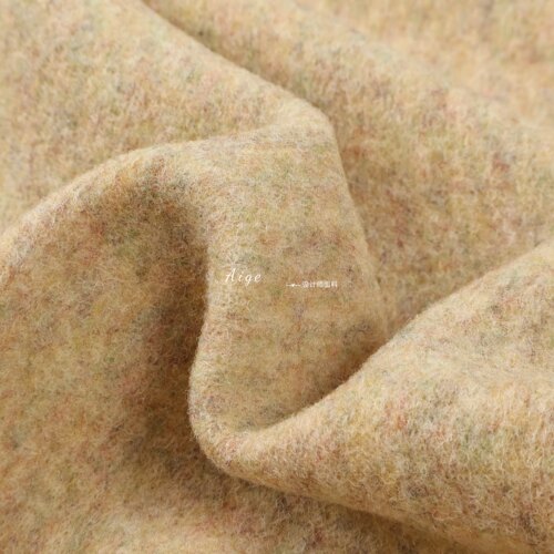 进口 肤色彩纱混色蓬松千层酥弹力针织羊毛毛呢毛料面料大衣布料