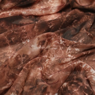 柔软微透 深咖啡橘色草木染扎染丝麻亚麻天丝棉布料纱裙汉服面料