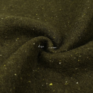 加厚廓形感 深军绿色彩色点点千层酥针织羊毛料布料大衣外套面料