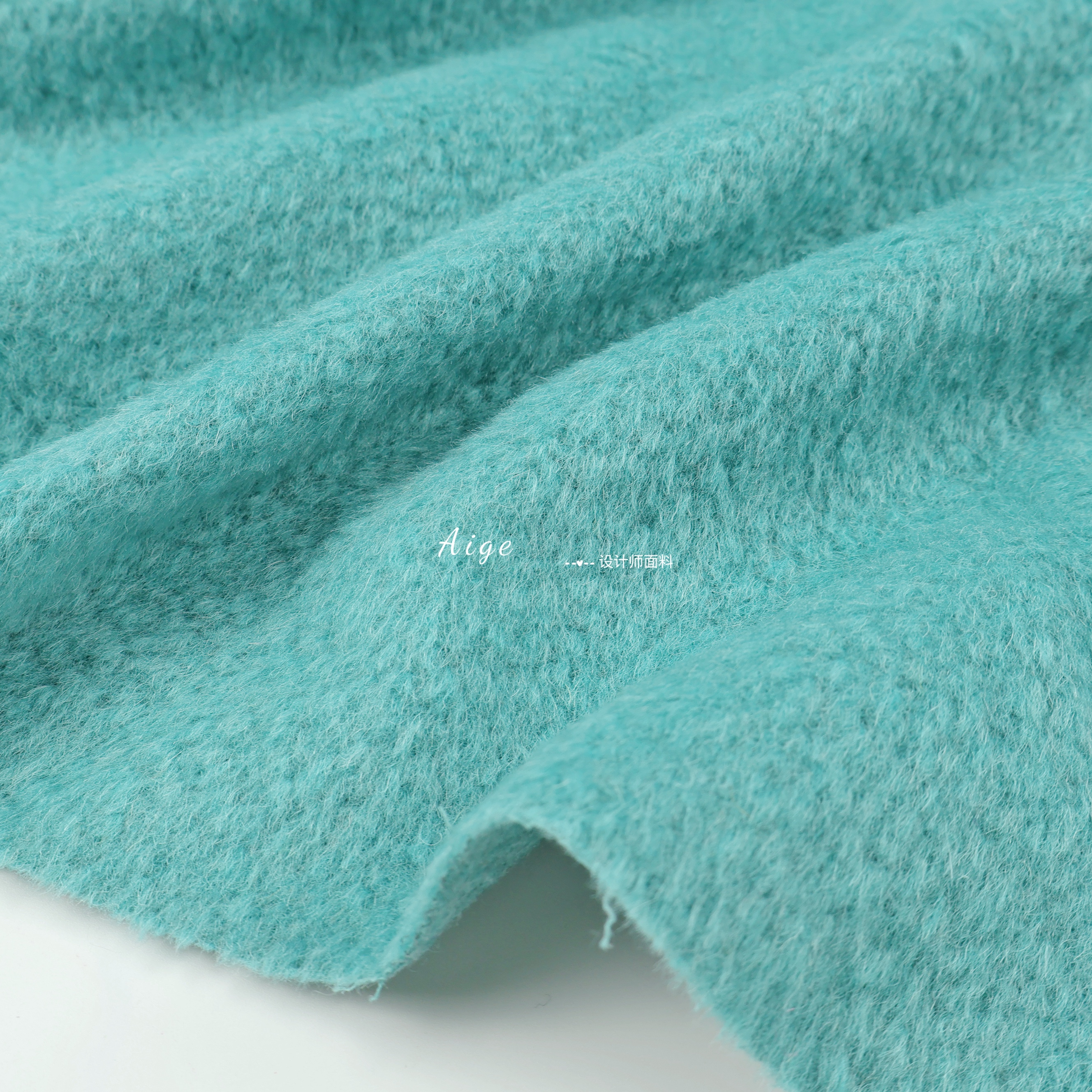 奢华软糯 蒂芙尼蓝苏力长毛羊驼毛羊毛面料秋冬大衣风衣外套布料