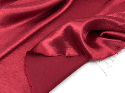 弹力光泽 酒红色水波纹垂感麻纱缎礼服套装风衣衬衫布料手工面料