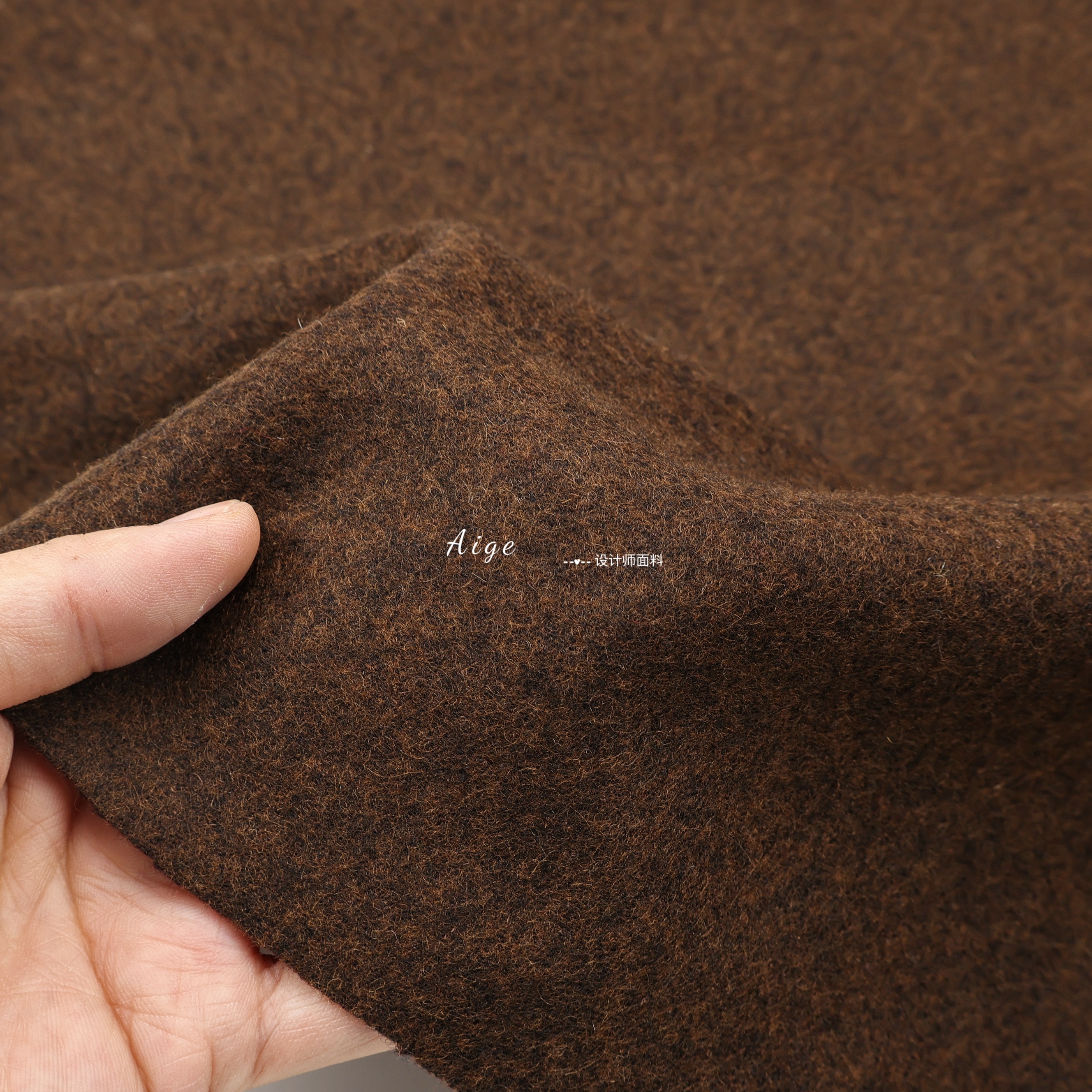 tweed进口 深棕色细腻精纺毛呢毛料羊毛布料西装裤子套装大衣布料