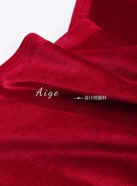 弹力超细天鹅绒 浓郁大红色金丝绒布料 旗袍斗篷汉服旗袍礼服面料