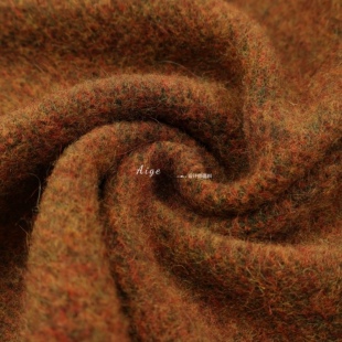 软糯亲肤 橘棕混色弹力针织羊绒绵羊毛毛料面料毛衣开衫半裙布料