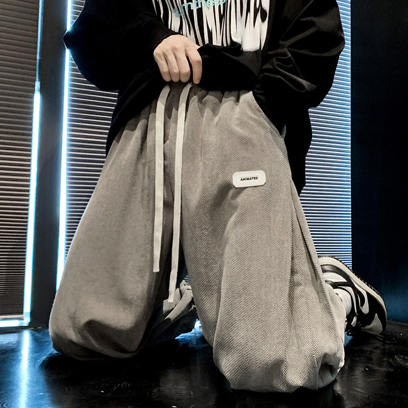 春秋季男宽松工装腿美式复古男生九分束脚阔男休闲裤潮牌裤子长裤