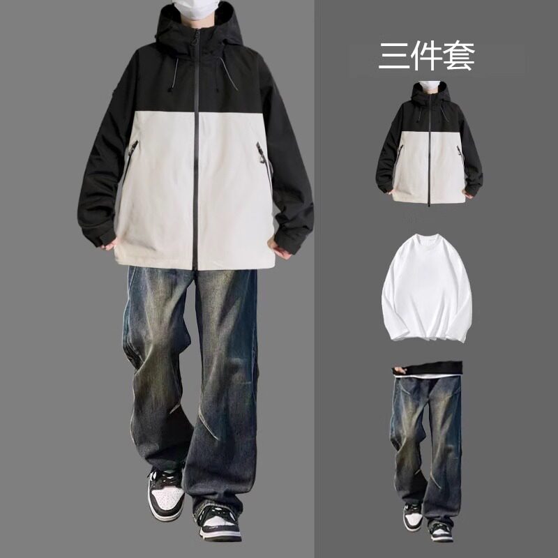 新款防水徒步三合一登山服春秋季防风户外冲锋衣薄款钓鱼男女2025