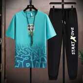 套装 15岁短袖 初中生2024新款 男大童夏装 12夏季 男童夏天13 t恤长裤