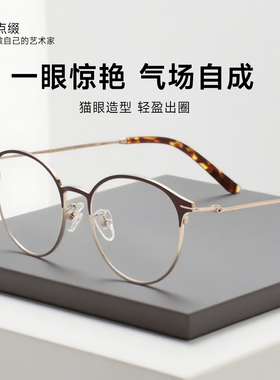 HAN防蓝光超轻钛合金眼镜框男小圆框抗疲劳女近视配度数镜架42113