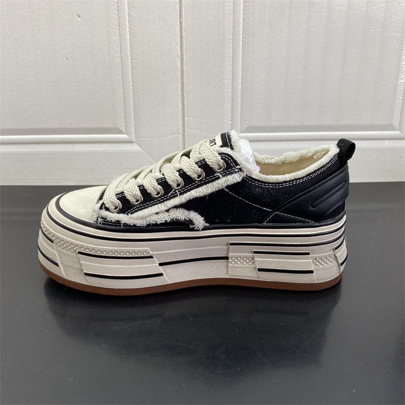 2026年春季新款厚底增高帆布鞋女圆头系带休闲板鞋百搭时尚女鞋,女鞋,时尚休闲鞋,淘宝优惠券,粉丝福利购,淘宝优惠卷