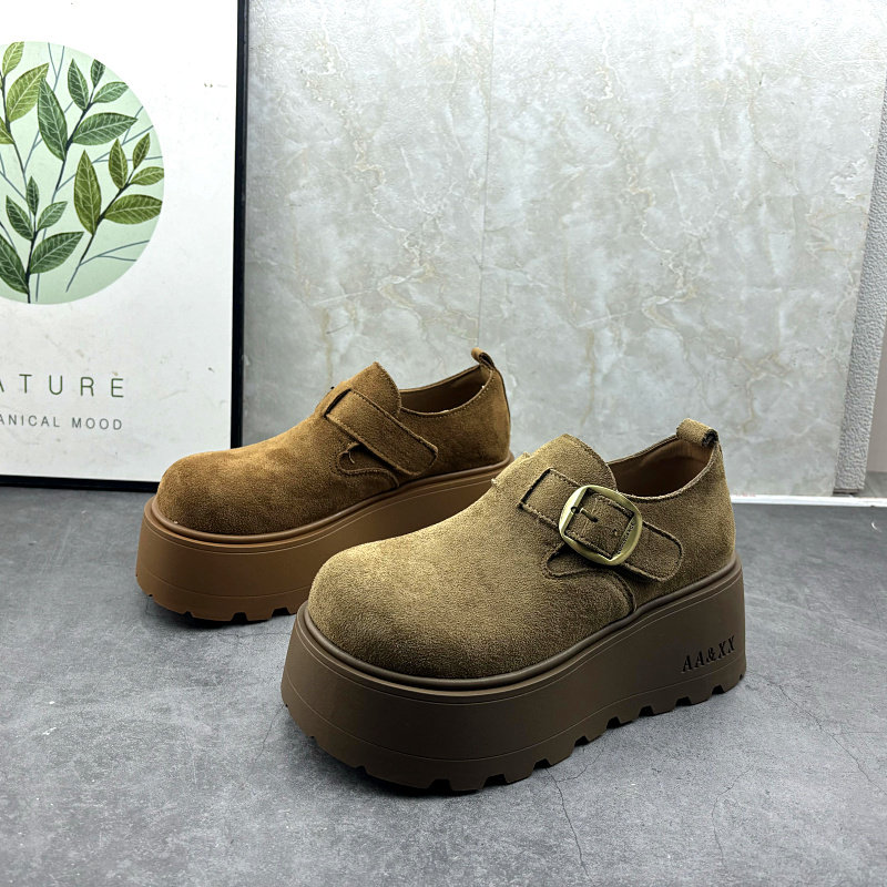 2026年春季休闲风绒面皮带扣厚底勃肯鞋女圆头套脚舒适百搭单鞋,女鞋,勃肯鞋/软木鞋,淘宝优惠券,粉丝福利购,淘宝优惠卷