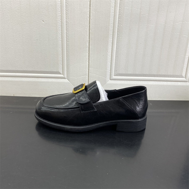 2026英伦风真皮金属皮带扣乐福鞋女黑色圆头低跟一脚蹬百搭小皮鞋,女鞋,深口单鞋,淘宝优惠券,粉丝福利购,淘宝优惠卷