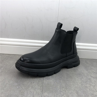 牛皮套脚青年百搭马丁靴 处理真皮男靴时尚 2020秋冬新款 工厂断码