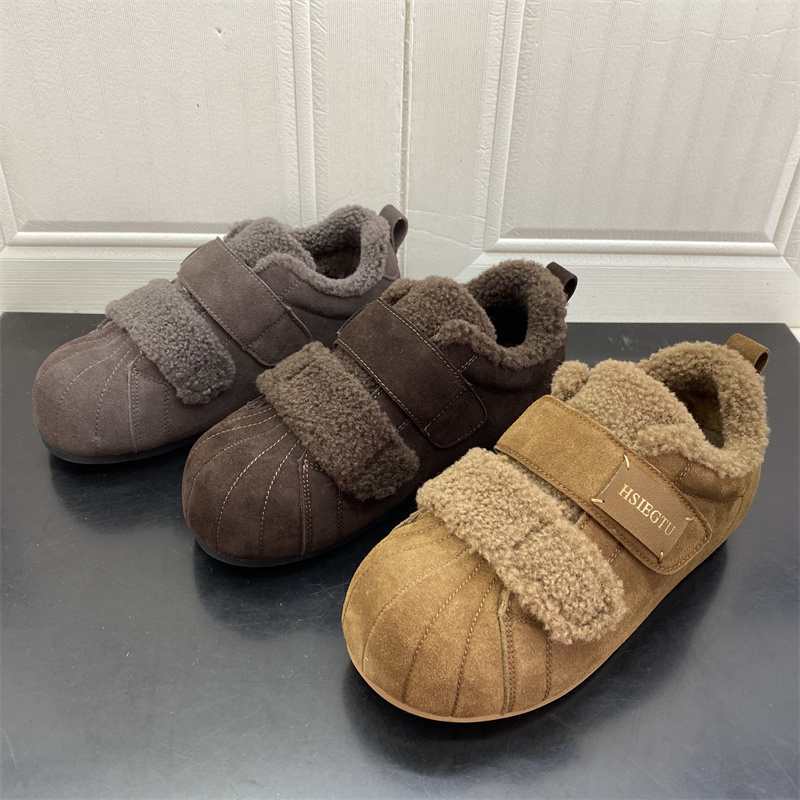 2025年冬季新款魔术贴丑萌大头勃肯鞋女加绒保暖休闲防滑舒适女鞋