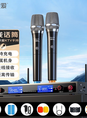 索爱WK1一拖二无线卡拉OK效果器麦克风K歌功放调音台唱歌会议话筒