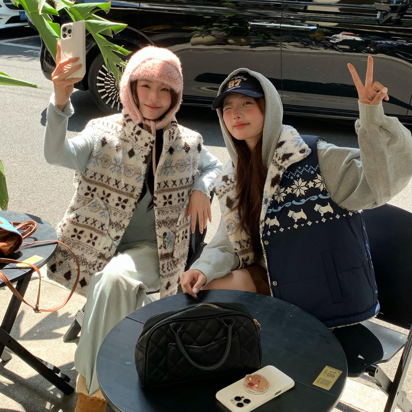 双面穿羊羔棉衣立领保暖马甲女款