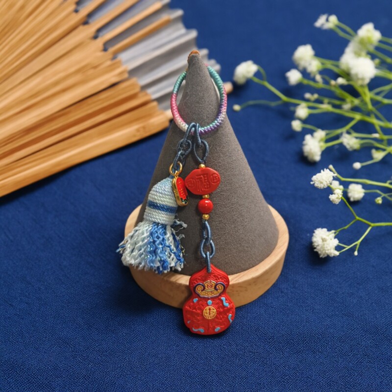 纯手工天然朱砂红砂彩绘如意葫芦平安大吉吊坠手机链挂件