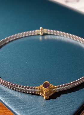 高品紫色3mm贝珠项链女轻奢小众锁骨链简约甜美颈链