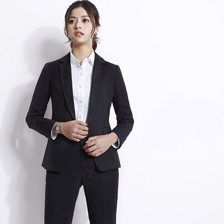 OFFIY有帆羊毛暗条纹正式西装