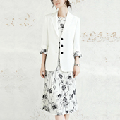 外套女26新款 OFFIY 职业通勤正式 场合白色小西装 黑玫瑰 拒绝班味