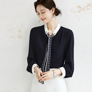 OFFIY-温柔航海风 优雅飘带高级气质职业衬衫好看26早春新款上衣