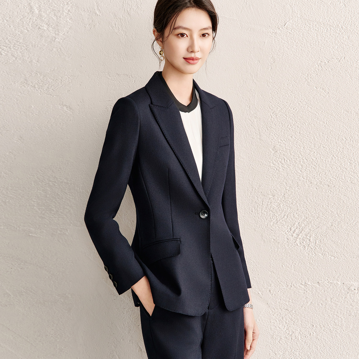 OFFIY-高级菁英系 精纺羊毛秋冬新款职业气质女西服正装外套裤子