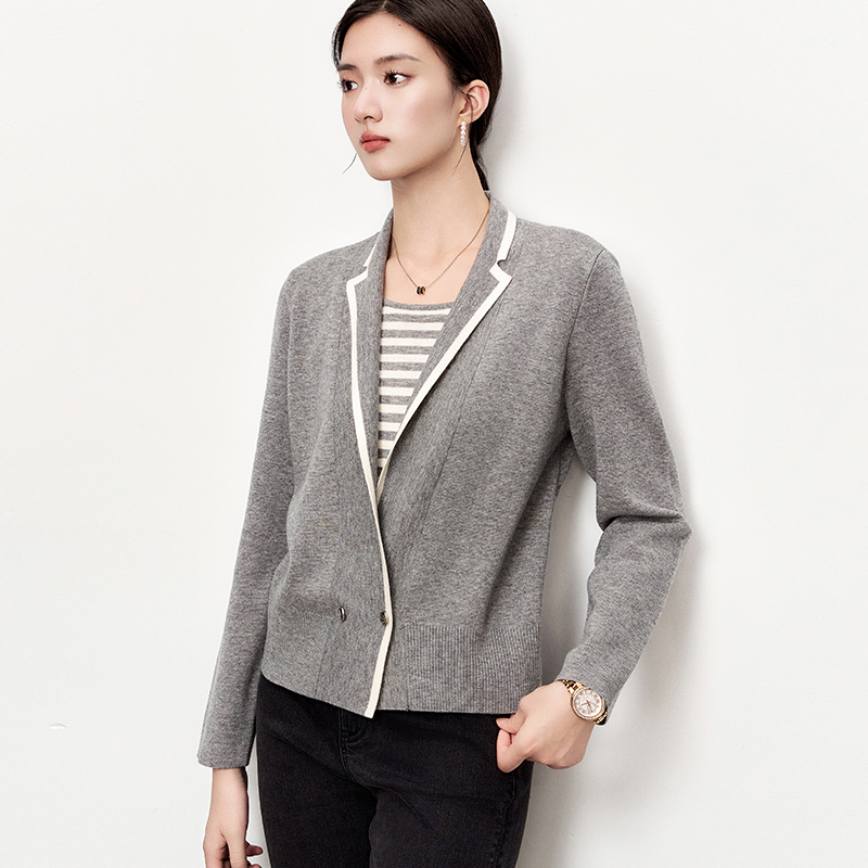 假两件绵羊毛针织OFFIY加厚西装